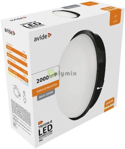 (Triton-R) Cseppálló Mennyezeti Lámpa Kerek IP65 20W NW 4000K Fekete 100lm/W