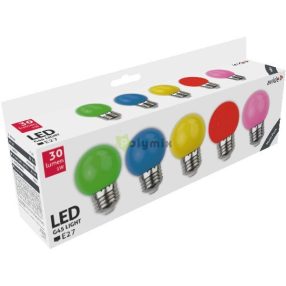   Dekor LED fényforrás G45 1W E27 B5 (Zöld/Kék/Sárga/Piros/Rózsaszín)