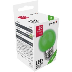 Dekor LED fényforrás G45 1W E27 Zöld
