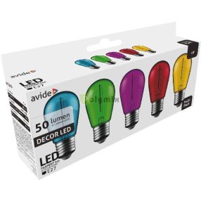   Dekor LED fényforrás G45 1W E27 B5 (Zöld/Kék/Sárga/Piros/Lila)