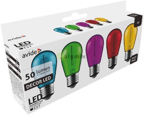 Dekor LED fényforrás G45 1W E27 B5 (Zöld/Kék/Sárga/Piros/Lila)