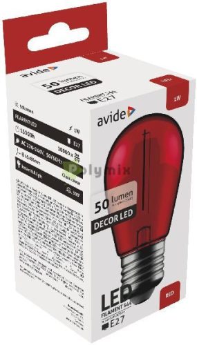 Dekor LED fényforrás G45 1W E27 Piros