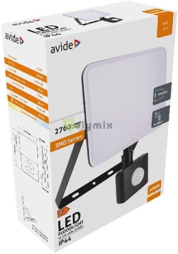 LED Reflektor Slim SMD Keret nélküli 30W NW 4000K Mozgásérzékelős PIR
