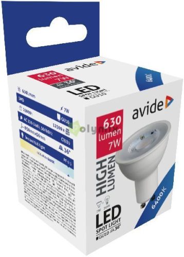 LED Spot Alu+Plastic 7W GU10 36° CW 6400K
