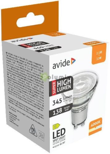 LED Spot Alu+plastic 2.5W GU10 NW 4000K Super High Lumen
