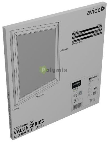 LED Panel 600x600mm 36W NW 4000K 100lm/W Value Range Backlit