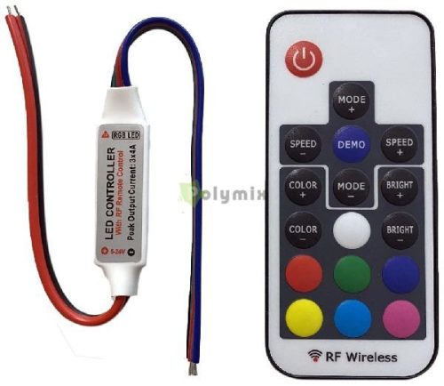 LED Szalag 12V 144W RGB 17 Gombos RF Távirányító és Vezérlő