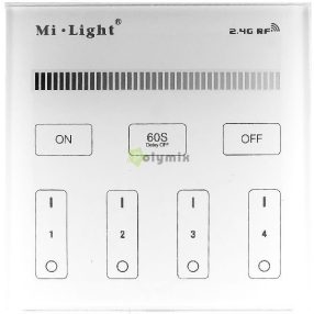   LED Szalag 12V Fényerőszabályzó 4 Zónás RF Falra Szerelhető /2xAAA/ Érintőpaneles Távirányító
