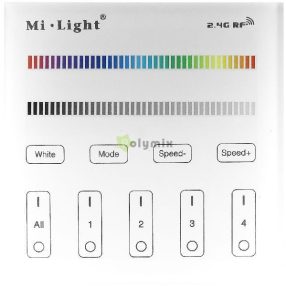   LED Szalag 12V RGB+W 4 Zónás RF Falra Szerelhető /2xAAA/ Érintőpaneles Távirányító