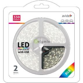 LED Szalag Bliszter 5V 7.2W SMD5050 30LED RGB IP65 2m