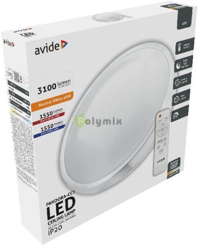 LED Mennyezeti Lámpa Pandora-CCT (Alu) 48W (24+24) távirányítóval