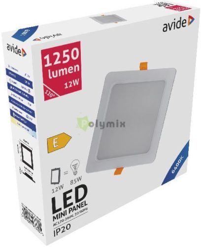 LED Beépíthető Négyzetes Mennyezeti Lámpa Műanyag 12W CW 6400K