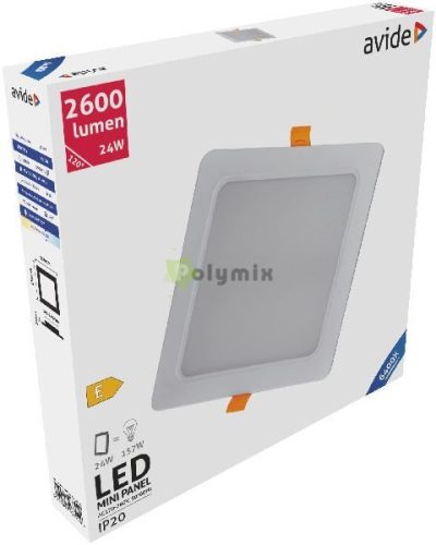 LED Beépíthető Négyzetes Mennyezeti Lámpa Műanyag 24W CW 6400K