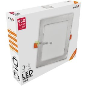   LED Beépíthető Négyzetes Mennyezeti Lámpa ALU Szatén Nikkel 12W NW 4000K