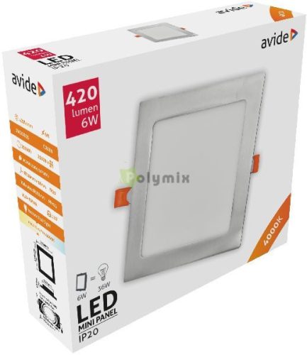 LED Beépíthető Négyzetes Mennyezeti Lámpa ALU Szatén Nikkel 6W NW 4000K