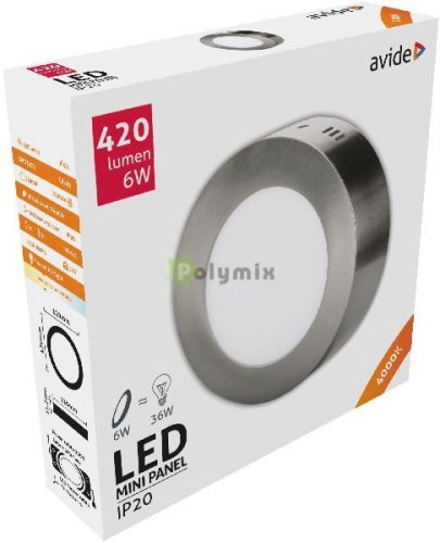 LED Falra Szerelhető Kerek Mennyezeti Lámpa ALU Szatén Nikkel 6W NW 4000K