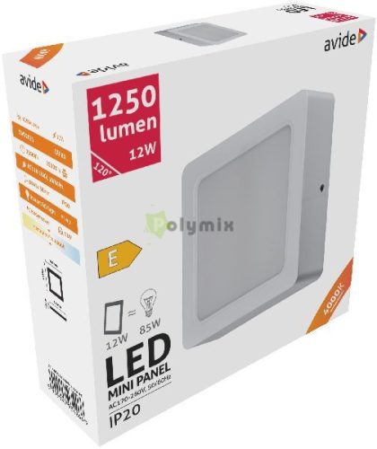 LED Falra Szerelhető Négyzetes Mennyezeti Lámpa Műanyag 12W NW 4000K