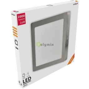  LED Falra Szerelhető Négyzetes Mennyezeti Lámpa ALU Szatén Nikkel 24W NW 4000K