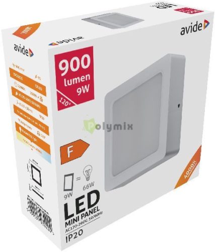 LED Falra Szerelhető Négyzetes Mennyezeti Lámpa Műanyag 9W NW 4000K