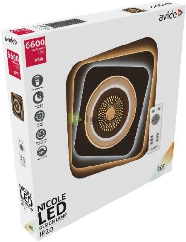 Design Mennyezeti Lámpa Nicole 95W(47,5+47,5) RF Távirányítóval