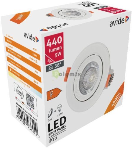 LED Beépíthető Spot 38° Kerek 5W NW 4000K