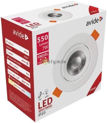 LED Beépíthető Spot 38° Kerek 7W WW 3000K