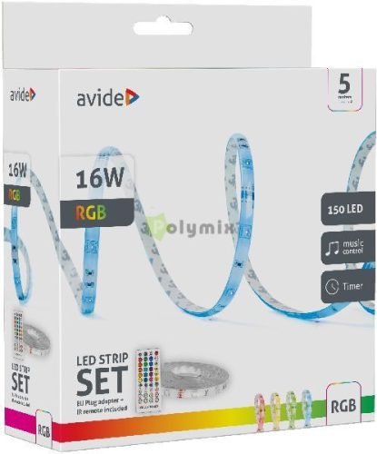 LED Szalag Bliszter 12V 16W RGB 5m Zene vezérlés + IR távirányító