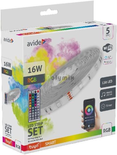 LED Szalag Bliszter 12V 16W RGB 5m TUYA - Zene vez. + IR távirányító