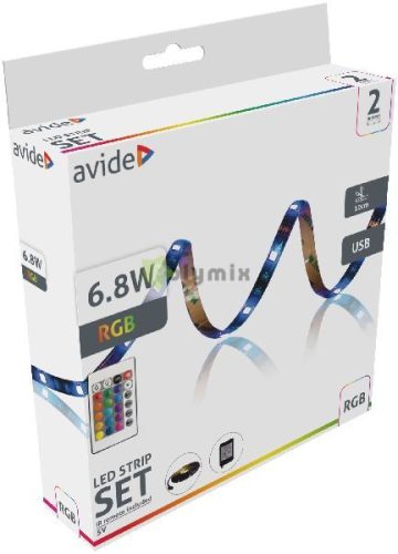 LED Szalag Bliszter 5V SMD5050 30LED RGB IP65 2m + IR 24 táv.