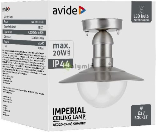 kültéri mennyezeti lámpa Imperial 1xE27 IP44 Rozsdamentes acél