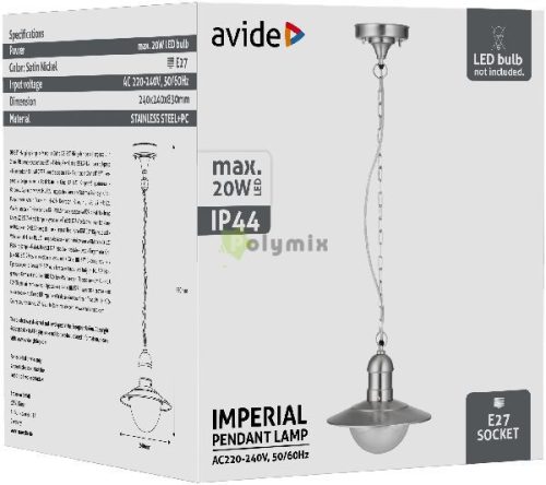 kültéri függeszték lámpa Imperial 1xE27 IP44 Rozsdamentes acél