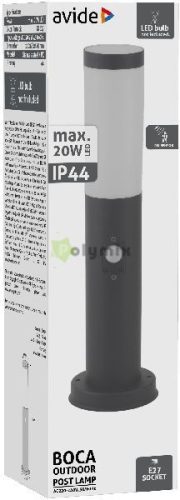 kültéri álló lámpa Boca 1xE27 PIR 450mm IP44 Antracit