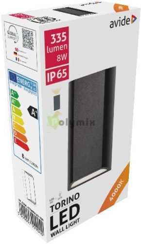 kültéri fali lámpa Torino 2 irányú LED 8W NW IP65