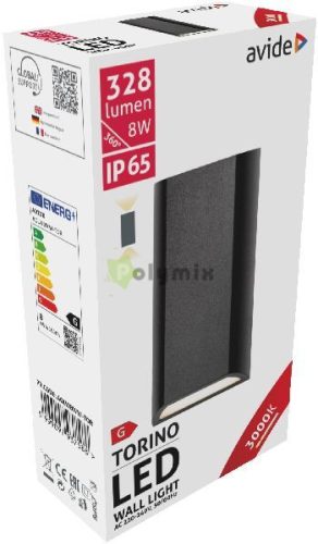 kültéri fali lámpa Torino 2 irányú LED 8W WW IP65