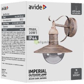 kültéri fali lámpa Imperial 1xE27 IP44 antik arany