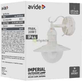 kültéri fali lámpa Imperial 1xE27 IP44 antik fehér