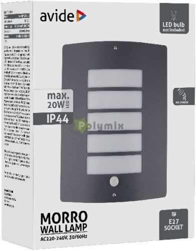 kültéri fali lámpa Morro 1xE27 PIR IP44 Antracit