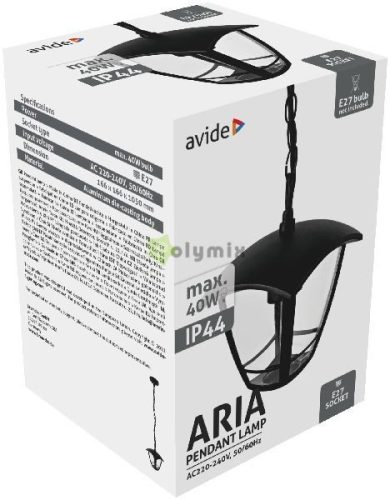 Kültéri Függeszték Lámpa Aria 105cm 1xE27 Fekete IP44