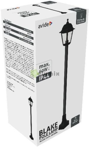 Kültéri Álló Lámpa Blake 1xE27 120cm Fekete IP44