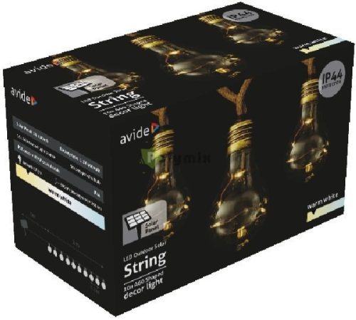 Kültéri Szolár Füzér 5m, Kötél Kábel 10 Globe, WW, IP44