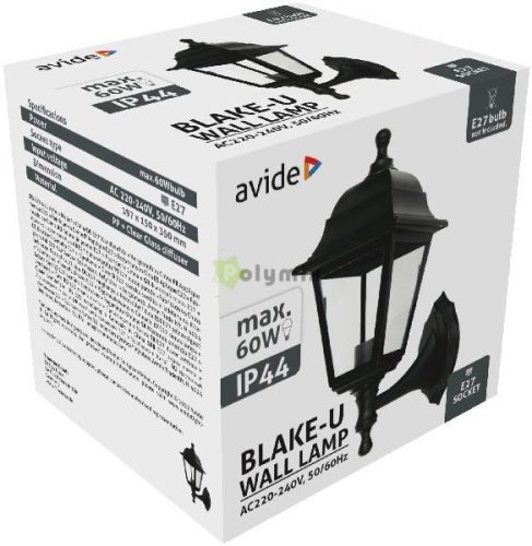 Kültéri Fali Lámpa Blake-U 1xE27 Fekete IP44