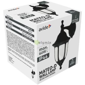 Kültéri Fali Lámpa Mateo-D 1xE27 Fekete IP44
