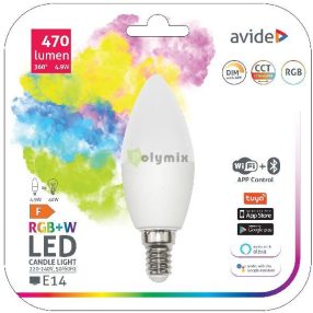 Smart LED Candle 4.9W RGB+W WIFI + BLE APP Control
