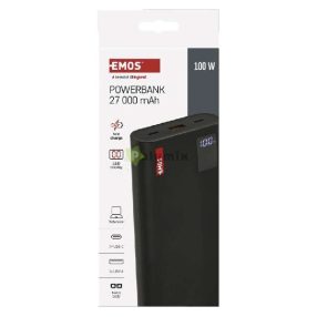 EMOS Powerbank NTBF30, 27 000 mAh, 100 W PD, fekete