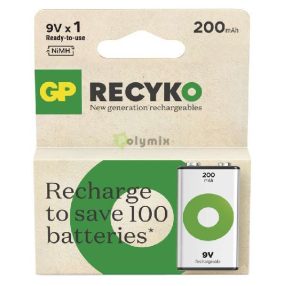 Recyko 200 mAh 9V-os akkumulátor C/1 ÚJ!