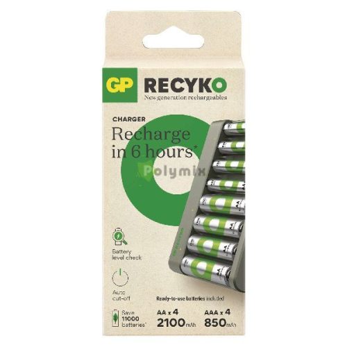 GP Akkumulátor töltő Eco E821 + 4× AA 2100 + 4× AAA 850