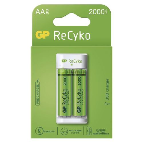 USB akkumulátor töltő E211 + 2×AA GP 2100mAh ReCyko