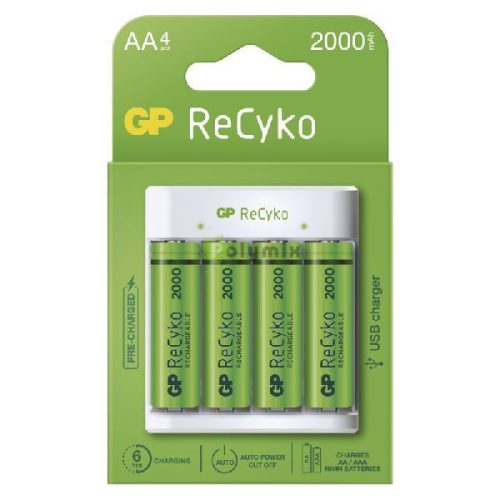 USB akkumulátor töltő E411 + 4×AA GP 2100mAh ReCyko+