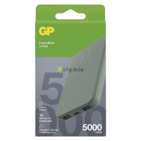Powerbank B+ Series, 5 000 mAh, 12 W, zöldesszürke