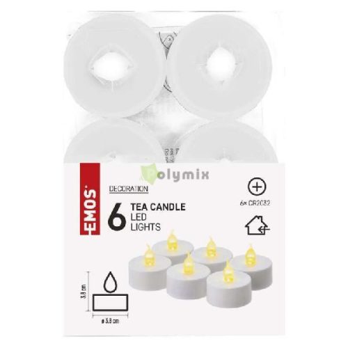 LED dekoráció – 6x teamécses, fehér, 6x CR2032, beltéri, vintage